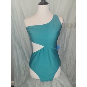 NWT Teal one piece, one shoulder Swimsuit, XL